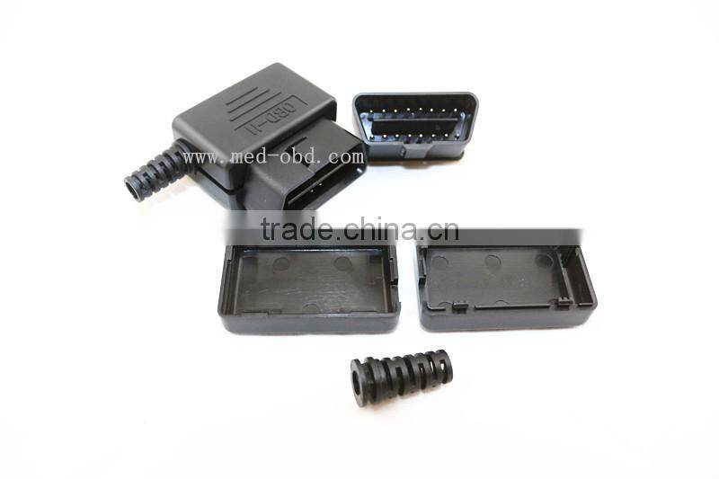 OBD2 Male Connector 16pin 90 Degree Right Angle J1962m Plug with Enclosure without Screw