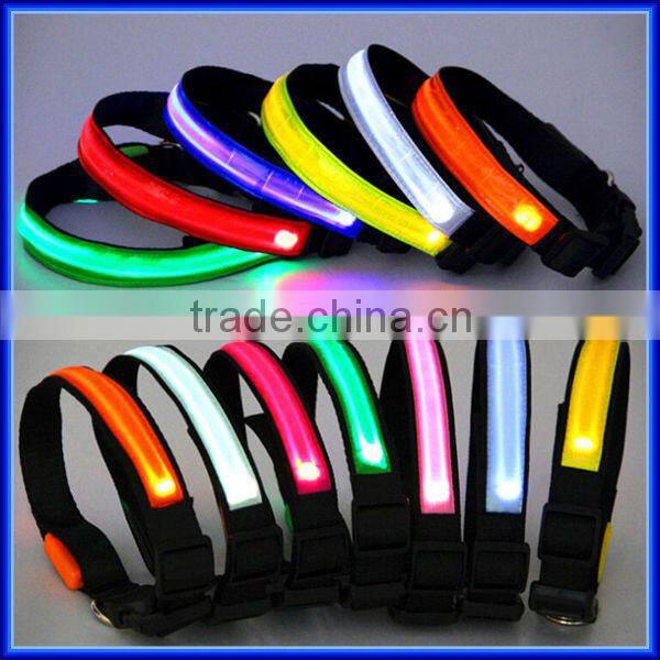 Wholesale adjustable flashing light waterproof led dog collar/Safety glowing christmas light led dog collar/led dog collar