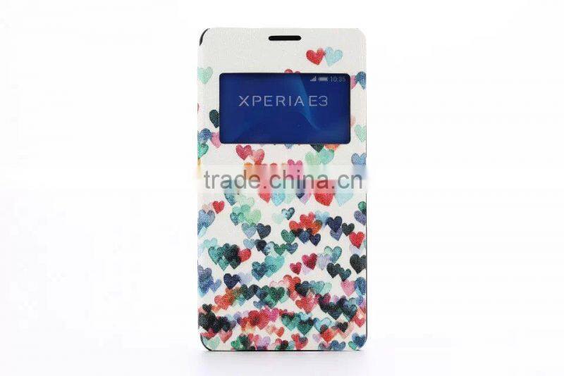 Water printing PU cell phone case For SONY E3