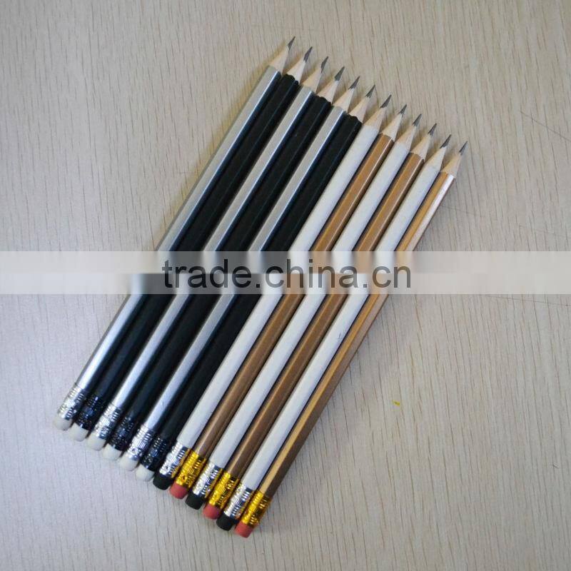 Standard size hexagonal shape 2.0mm HB lead promotion wooden HB pencil sharpened with eraser