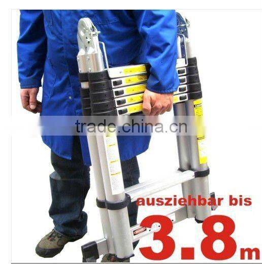 Multi-purpose telescopic folding aluminium ladder with 6+6steps 3.8m