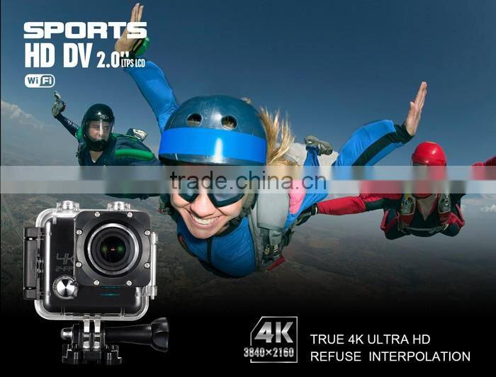 New arrival mini Full HD 4K/2K/1080P/720P/ WVGA go pro waterproof action camera with 170deg wide angle view ,2.0 large LCD