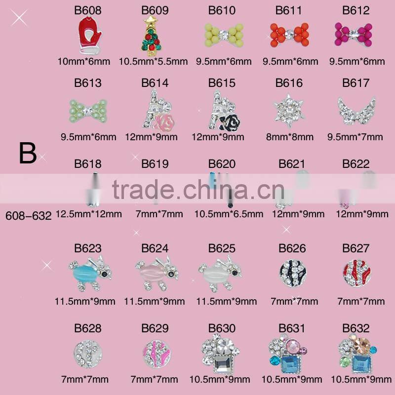 2016 fashion 3D nail art Tips decoration Alloy nail jewelry Glitter Rhinestone