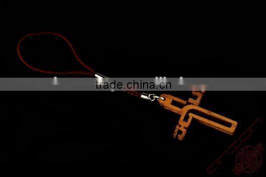 Olive Wood Jerusalem Cross Key Chain