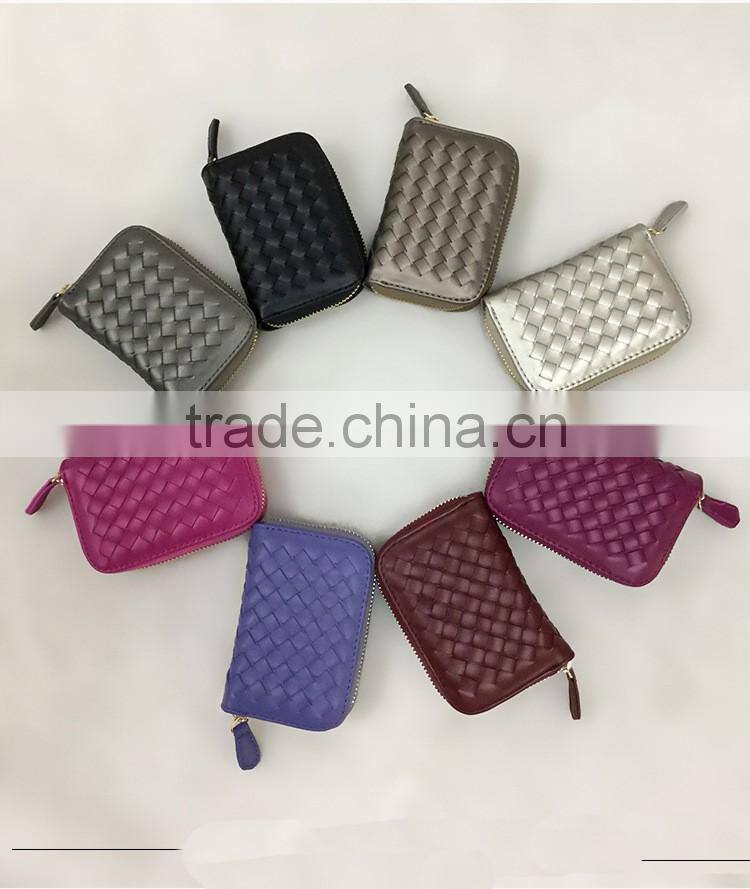 Knitted leather credit card holder in soft grain leather high quality standard