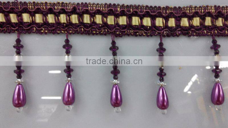 fringe tassel for home textile, beaded tassel fringe for curtain