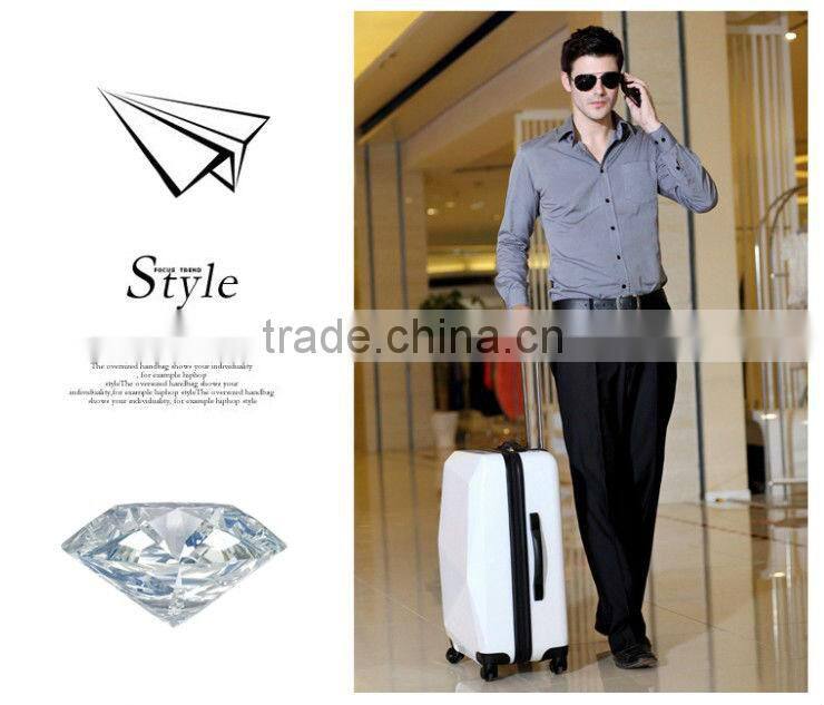 2014 china alibaba fashionable bag top-quality travel trolley luggage ,hot sale suitcase with hardshell and diamond shape