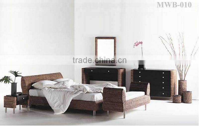 Water Hyacinthbedroom set - Handi craft weaving rattan indoor furniture wooden frame