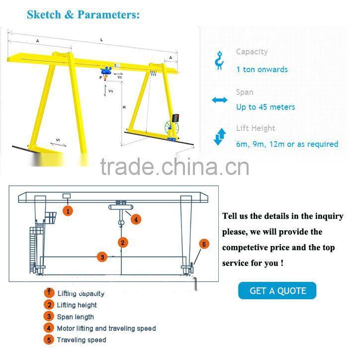 china mobile 25t single girder hoist gantry crane