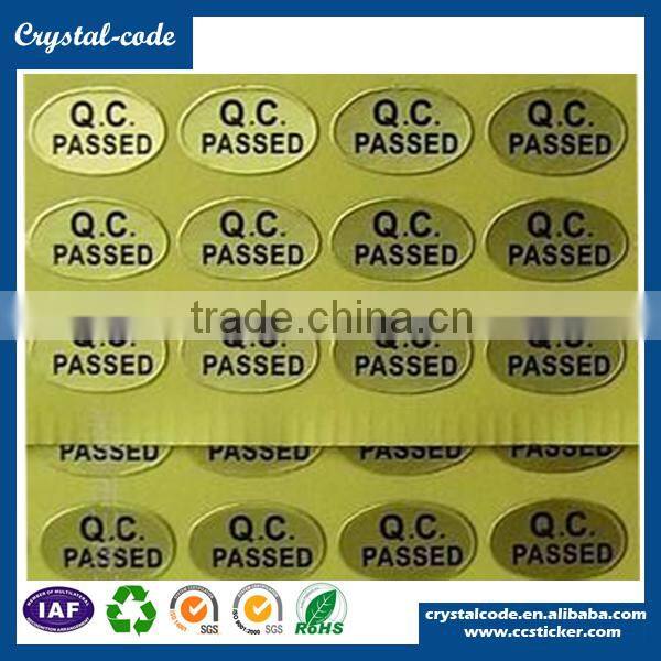 high-quality stamping laminated metal sticker self adhesive golden foil sticker