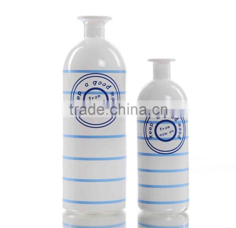 Butterfly Decal Opacity White Glass Vase