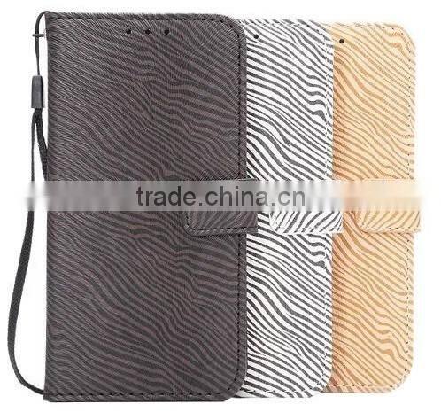 OEM zebra pattern leather smart phone case for Samsung S7