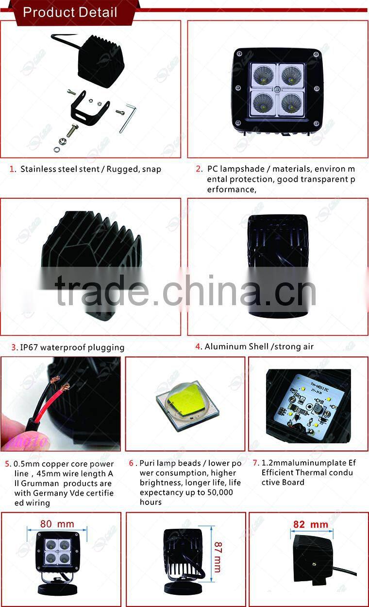 High Lumen IP67 led working lighting 12v led square bus tail light