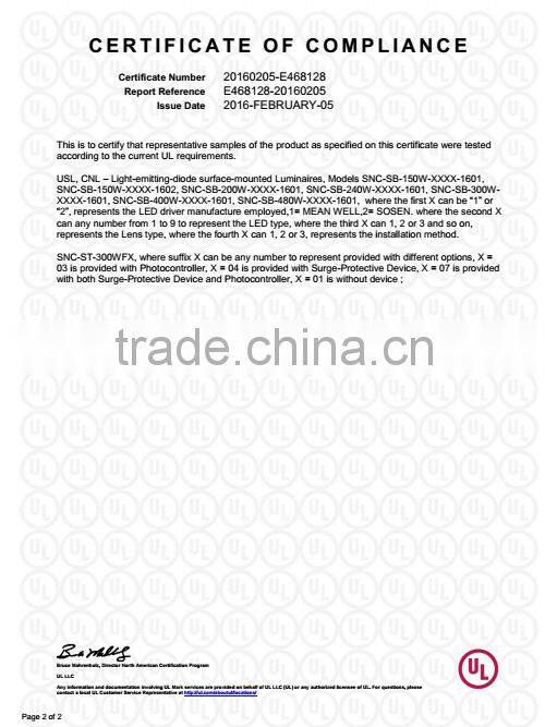 135LM/W luminous cold white color temperature 300w led shoebox light, dlc ul cul listed led parking lot lighting