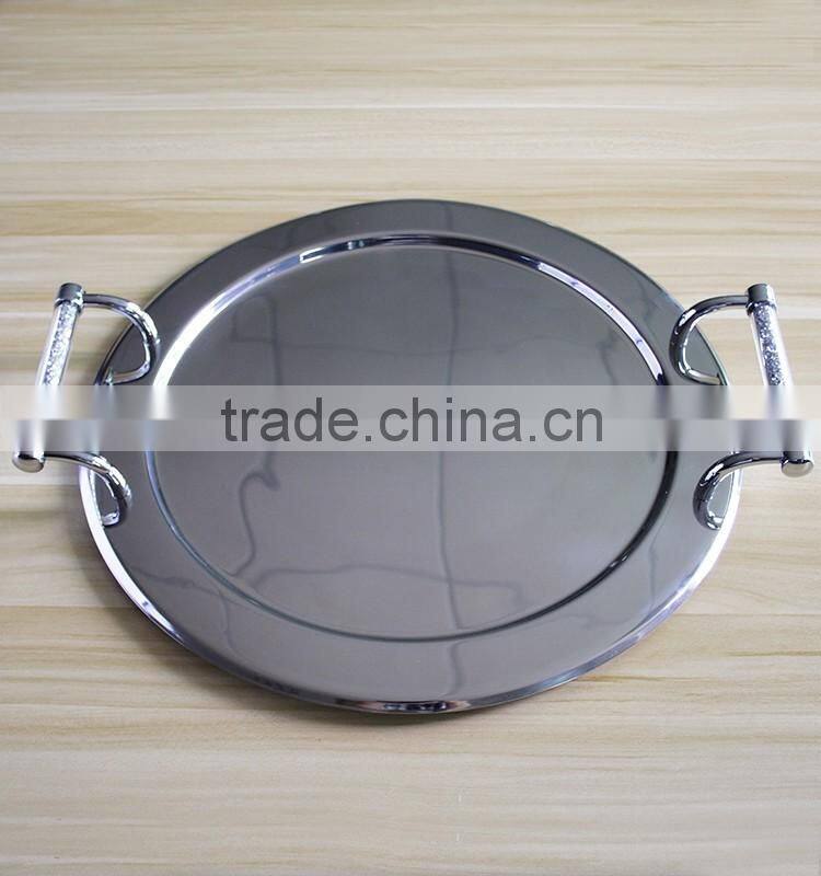Charming vintage style hotel food safety Rectangle baking tray tea tray steel plate With gold handle
