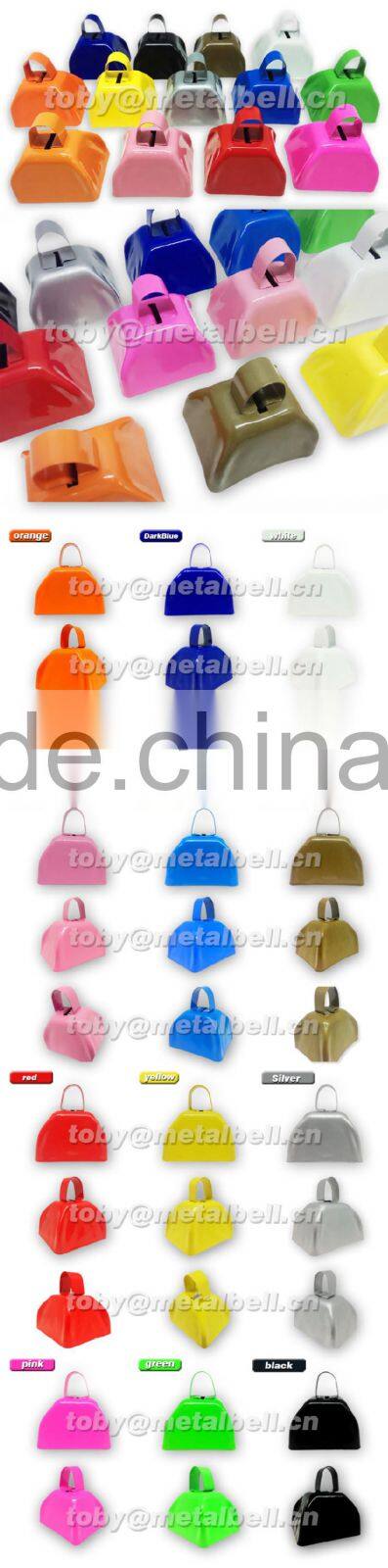 3''metal cow bell in many colors with logo printed as promotional gifts