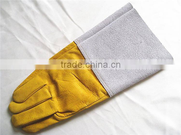 2015 Hot Sale Pig Grain Leather+Cow Split Leather Long Welder Gloves