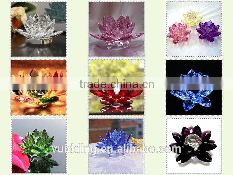 Crystal Clear Glass Lotus Flower With Candle Holder For Decoration