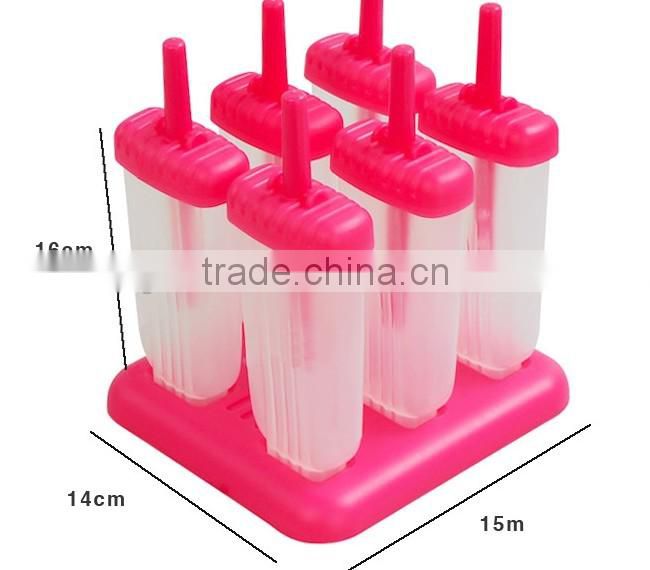 Ice Pop Molds Maker, Set of 6, Pink, BPA Free