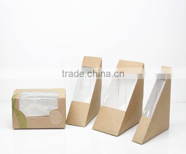 cheap price good quality Triangle Paper Sandwich Box with PP Window