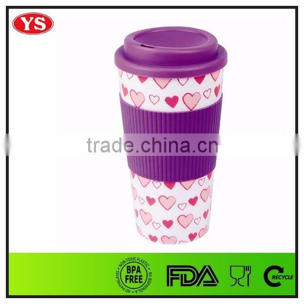 food grade double wall thermos 16 oz coffee cup with lid and sleeve