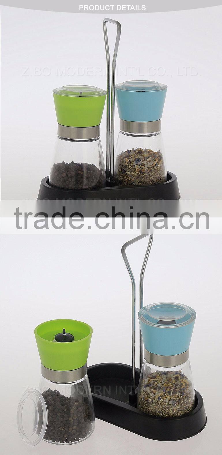 Wholesale New Design Strong Ceramic Rotor Salt Grinder Set with spice rack