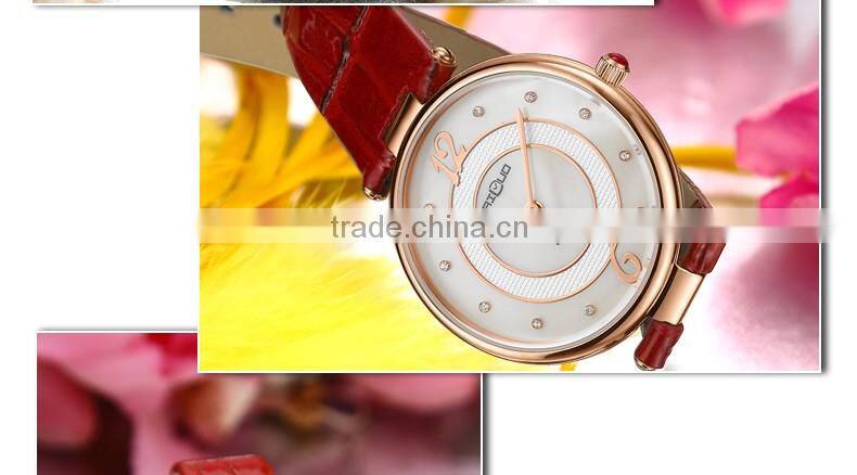 Waterproof genuine leather band luxury diamond fashion quartz lady's watch
