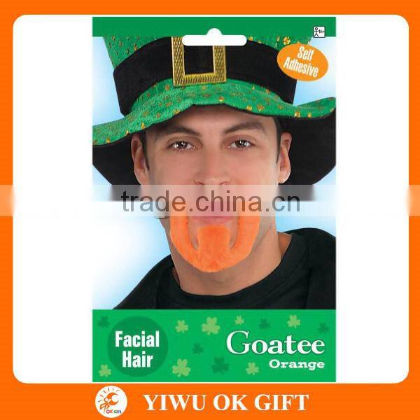 Orange plush novelty Goatee, facial hair, artificial mustache for St patrick day decorations