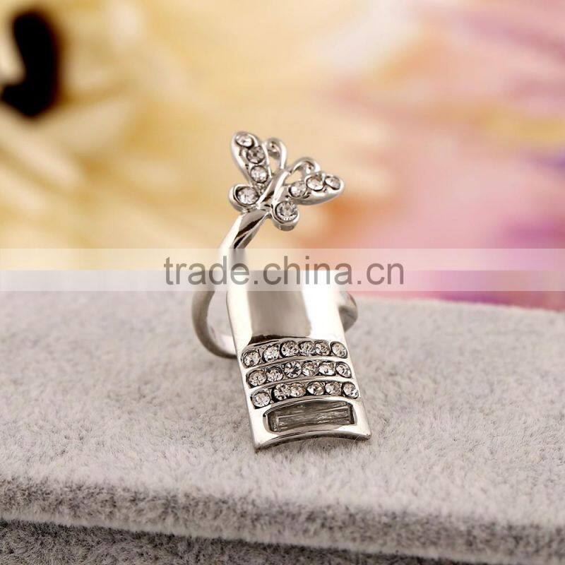 New sexy gold butterfly fingernail ring