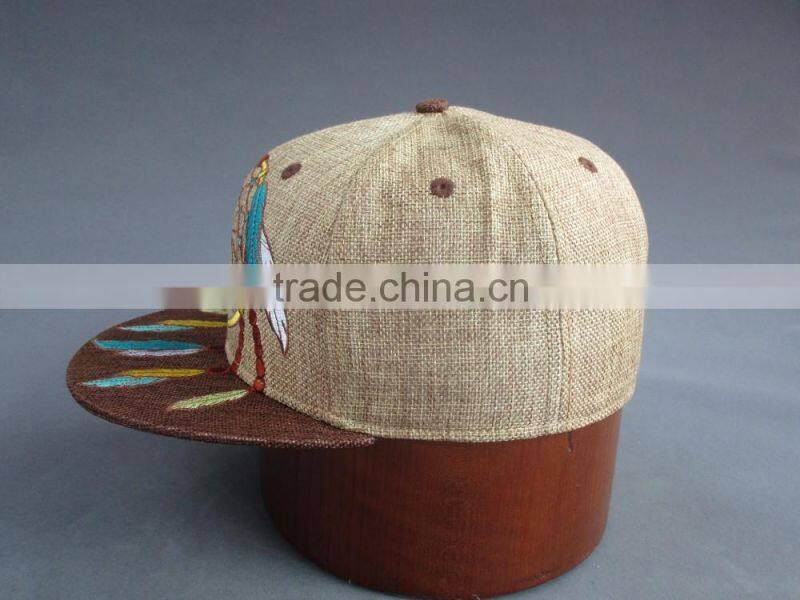 High Quility 6-Panel Falt Brim Cap with Special Front Embroidery