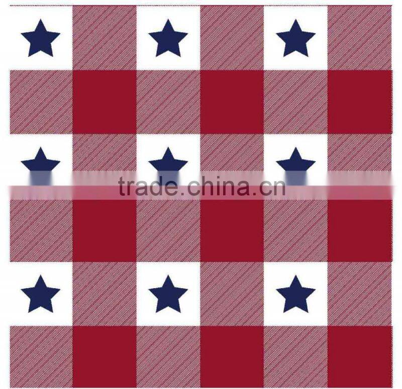 2015 Newest Colorful dots and liner design printed tablecloth with straight/wave edge