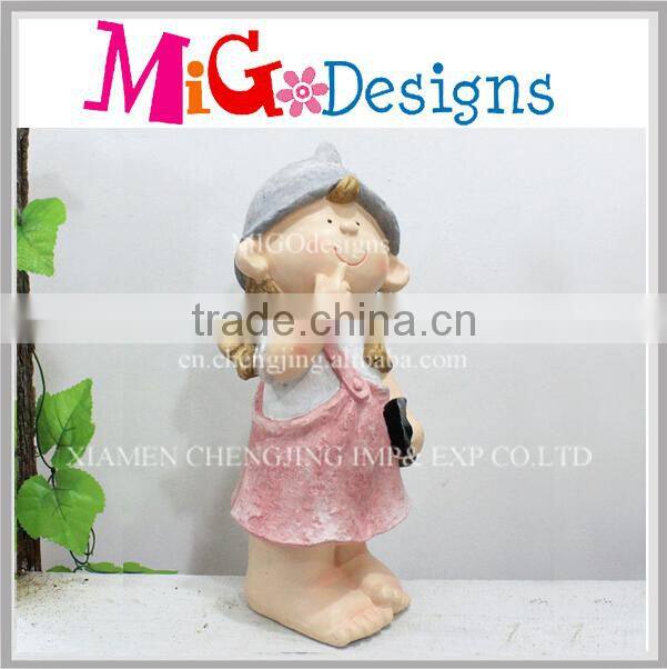 Hot Sale Little Girls Riding Bike Outdoor Ornament Pot Plant