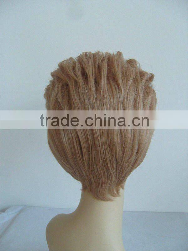 Top quality synthetic hair short ladies wig without bangs
