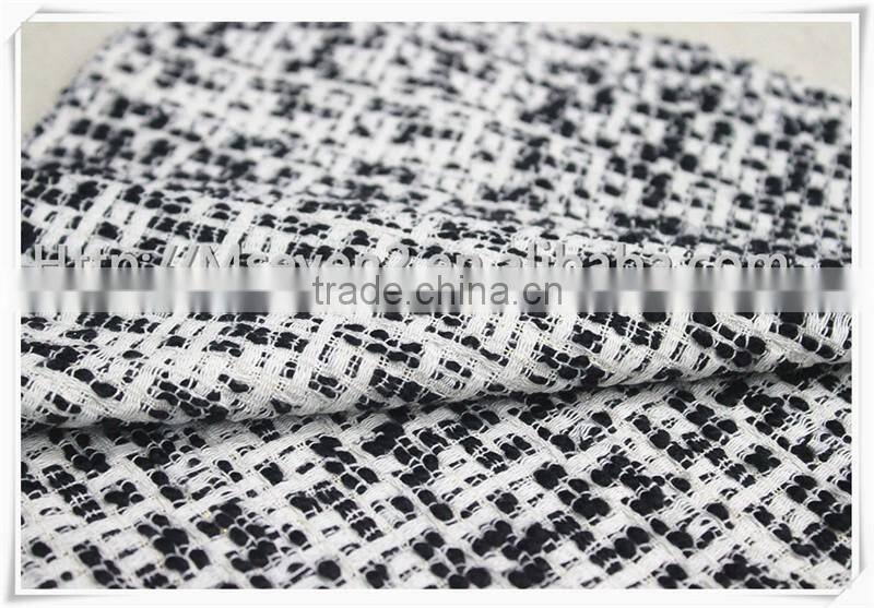 2016 M.seven Black/white thick tweed fabric, wool blend polyester fabric for casual and formal wear