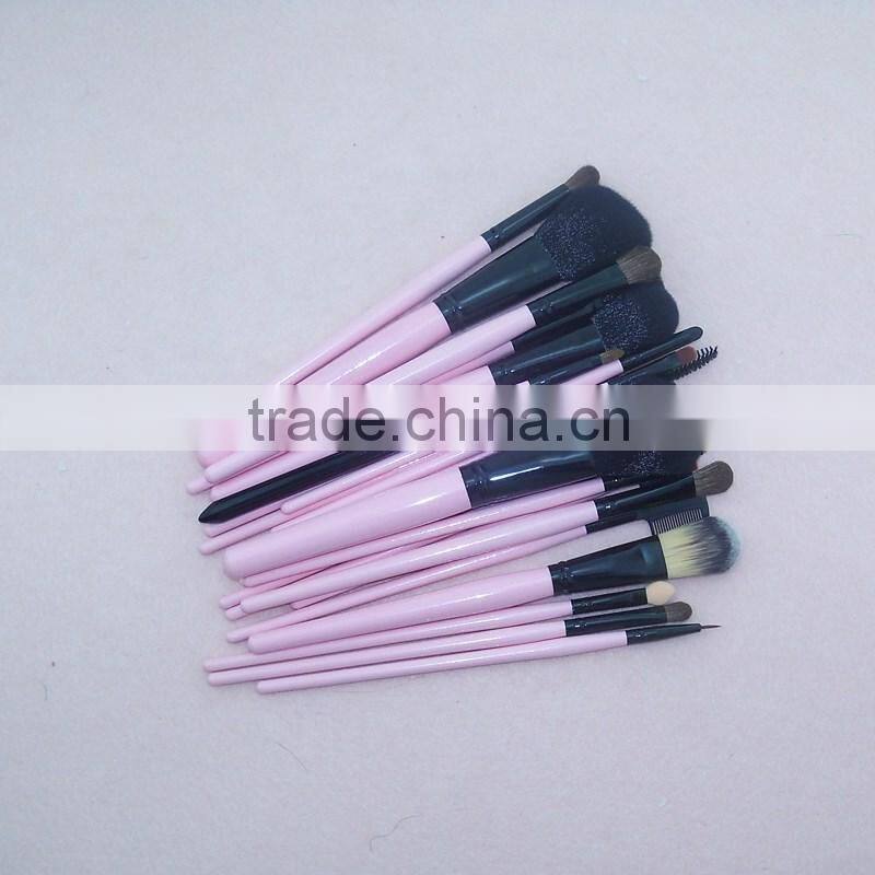 Hot sale 23pcs per set log wood handle animal fiber hair cosmetic makeup brush set with PU makeup brush bag