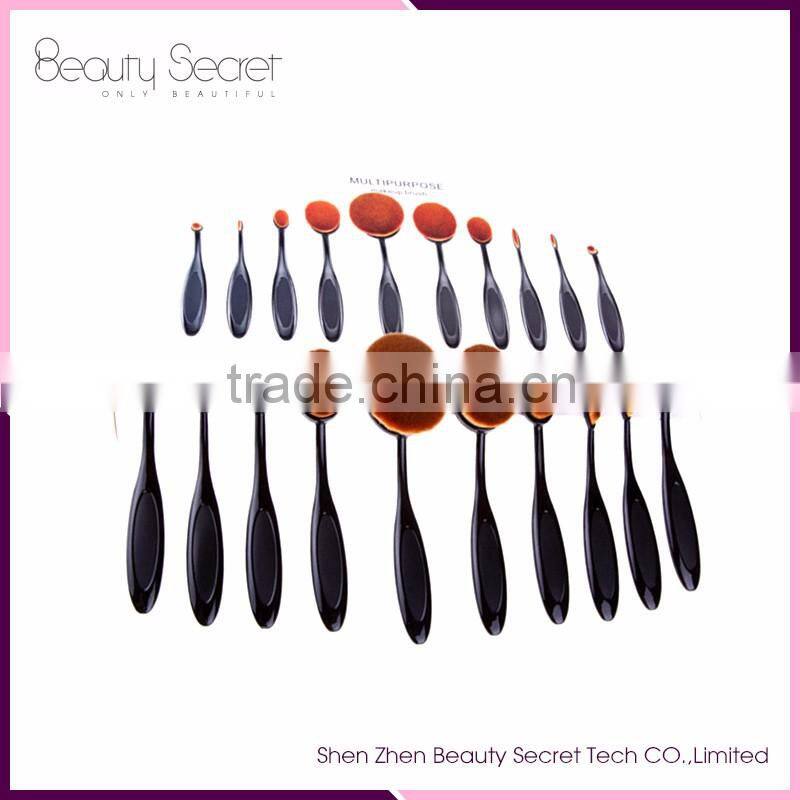 shenzhen makeup brush factory glitter oval makeup brush set 10pcs