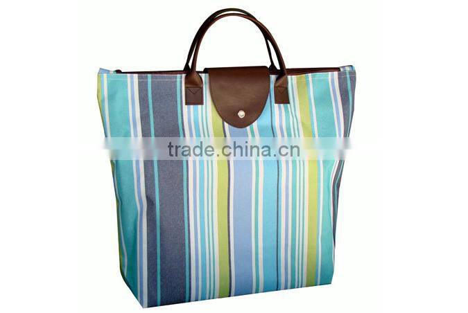 2015 new fashion oxford fabric shopping bag folding waterproof eco-friendly shopping bag leather tote women