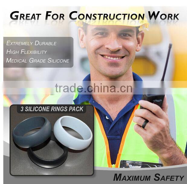100% Premium Silicone Wedding Band,High Performance Men's Silicone Wedding Ring