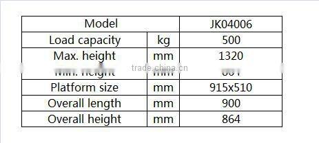 500kg Loading Capacity Full electric Lift Table Elevator