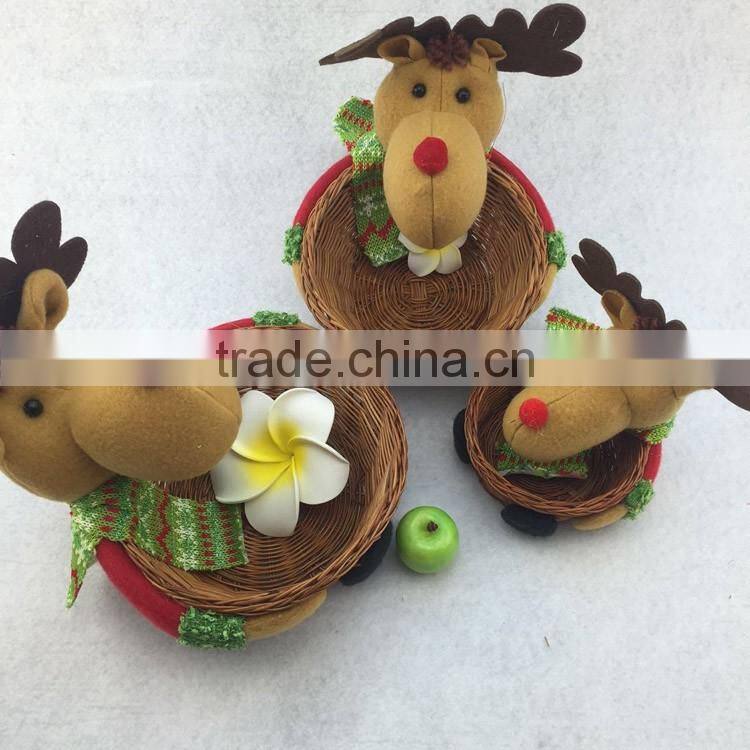Lovely christmas deer style fine wickerwork basket for christmas gift