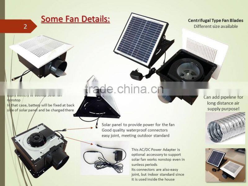 Green Energy Solar Powered Ceiling Air Exhaust Plastic Fan