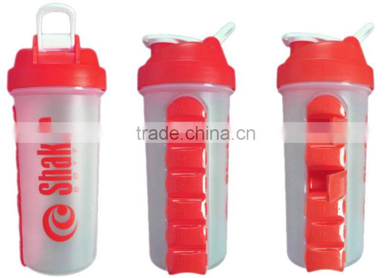 700ml protein shaker with Built-in Daily Pill Box Organizer
