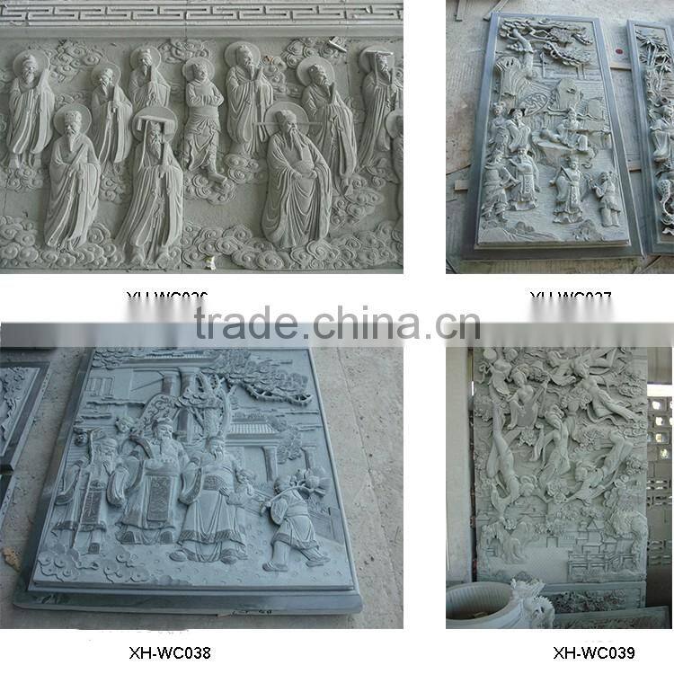 Pale green Chinese statues relief sculpture