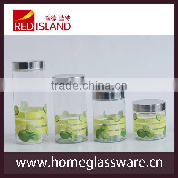glass food storage jar set, kitchen container set, glass jar