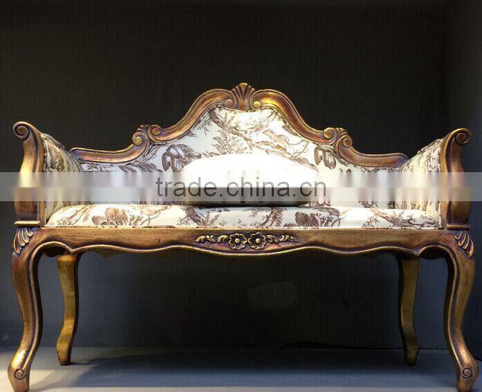 BISINI Solid Wood Long Sofa Chair, Elegant Living Room Leisure Chair, Good Quality Shoe Changing Chair (BF01-X1192)