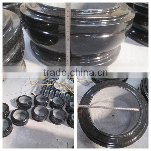 Black granite flower pot for cemetery
