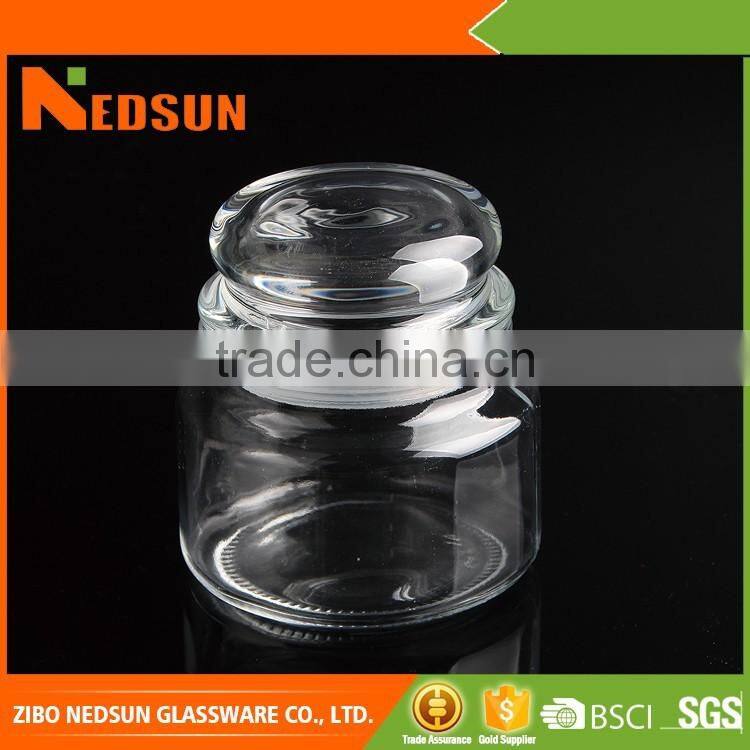 Clear different size glass candle jar with lid