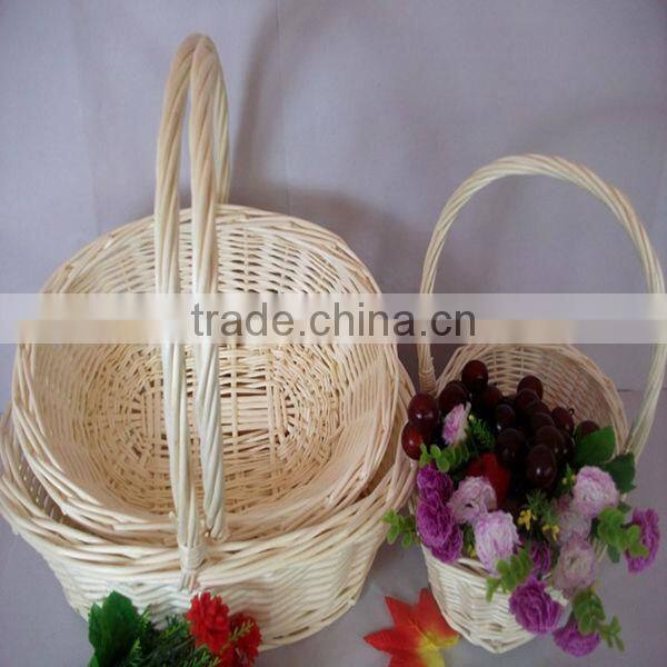 2014 Wicker handmade decorate flower basket with hanging as wedding decor