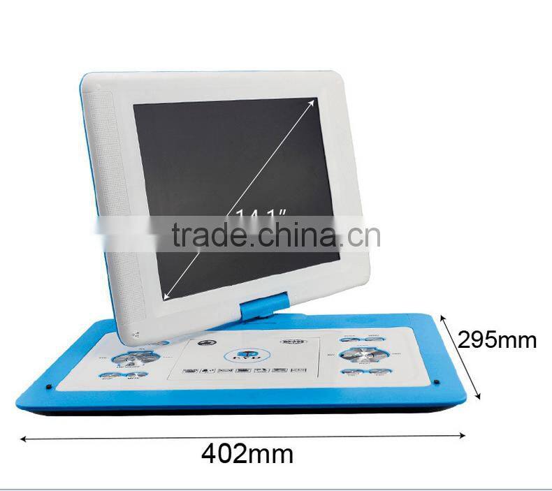Newest Portable EVD 14.1-inch 1080p HD screen Wholesale portable DVD VCD Players with TV