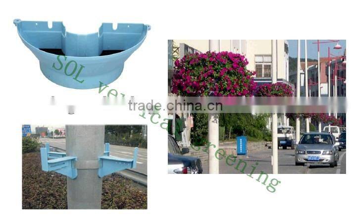 SOL 2015 hot-sale plastic hanging flower pot lamp post planter garden decoation